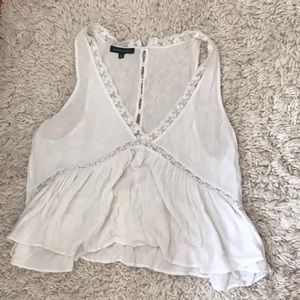White flowy peplum tank top